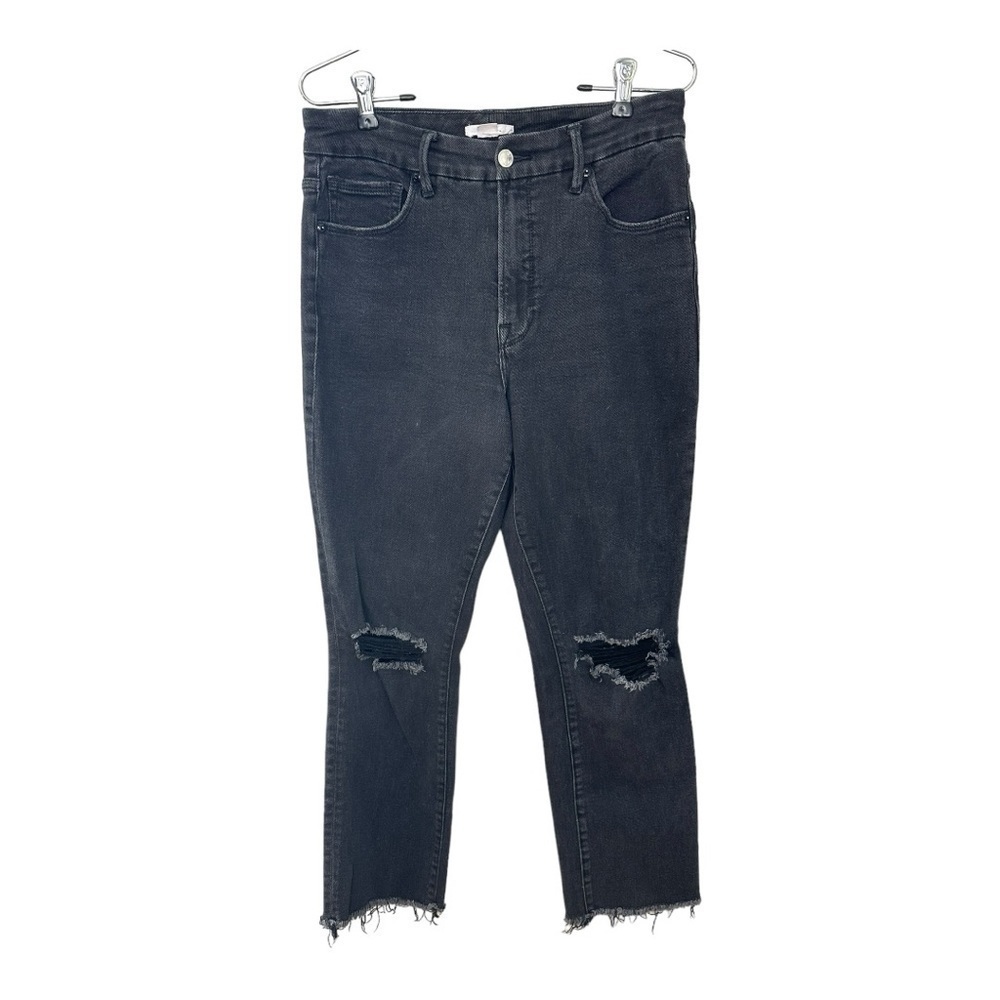 Good American Good Straight Ripped Fray Hem Crop Jeans 12/31 - Picture 3 of 8